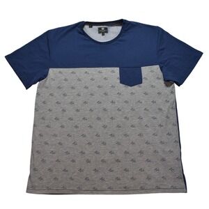 Steel & Jelly London Navy Grey Elephant Print Pocket T-Shirt XL